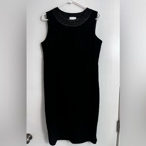 Charter Club Black Beaded Sleeveless High Neck Knee Dress Pencil Dress Size 10